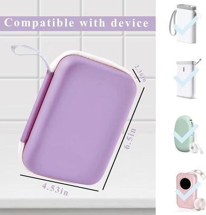 TUGUAI Label Maker Case Compatible with Phomemo D30 NiiMbot D11 D110 SUPVAN E10 Label Printer, Hard Carrying Container Storage Holder Organizer for Tape Roll, Charging Cable (Purple Box Only)