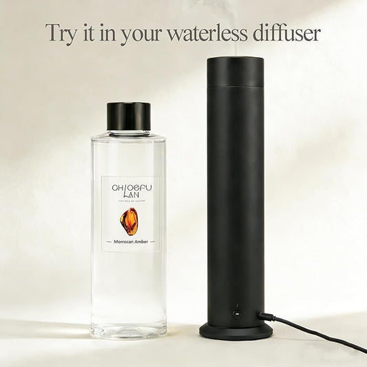 Morrocan Amber Scented Oil Diffuser Refill 6.76 fl oz Natural Essential Oil - Best for Home Bathroom Shelf Decor, 0% Alcohol, Unique Blend to Promote Sleep & Relieve Stress