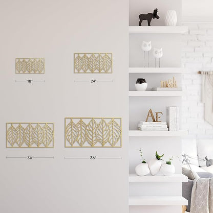 SIGNLEADER Metal Wall Decor Leaf Blade Minimalist Modern Abstract Wall Sculpture Hangings Home Decoration for Living Room, Bedroom, Bathroom, Kitchen, Outdoor - 36" Gold