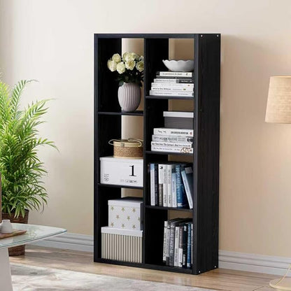 Cube Storage Organizer Bookcase, Decorative 11 inch Open Back Cubical Shelf with Thickened Border, Display Bookshelf for Living Room, Home Office, Sturdy Room (Black, 7 Cube)