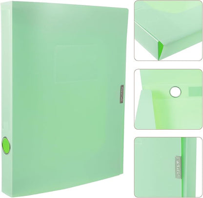 WOONEKY Pastel Color Thickened File Storage Box Portable Document Organizer Case with Capacity PP Material Folder Organizer for Office and Home Use Reusable File Holder in Light Green