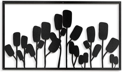 SIGNLEADER Metal Wall Decor Floral Botanical Minimalist Modern Abstract Wall Sculpture Hangings Home Decoration for Living Room, Bedroom, Bathroom, Kitchen, Outdoor - 24" Black