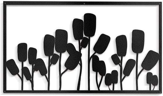 SIGNLEADER Metal Wall Decor Floral Botanical Minimalist Modern Abstract Wall Sculpture Hangings Home Decoration for Living Room, Bedroom, Bathroom, Kitchen, Outdoor - 24" Black