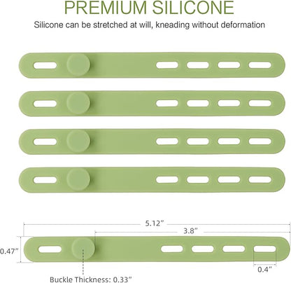 Donruby 24Pcs Silicone Cable Ties - Reusable & Washable with Locking Buckles, Adjustable Fastening Cable Management Straps, Multi-Purpose High Elasticity Cord Organizer (Matcha Green)