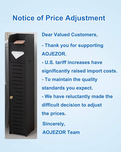 AOJEZOR Small Bathroom Storage Cabinet: Bathroom Toilet Paper Cabinet Fit for Small Roll,Black