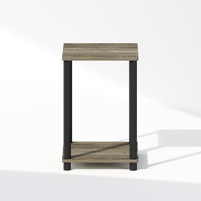 Furinno Turn-N-Tube Night Stand, 2-Tier Open Shelf Design Nightstand, Toolless Bedside Table, End Table, Side Table, for Bedroom, Closet, Dorm, French Oak