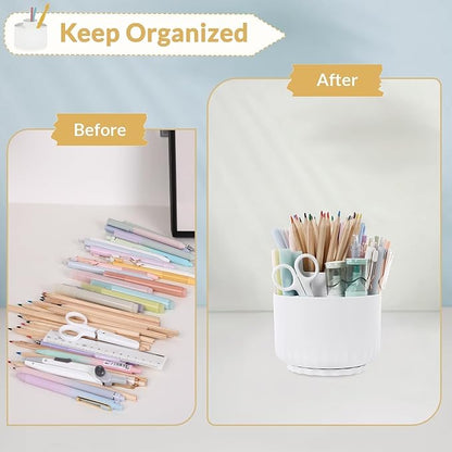 SKYDUE 360 Degree Rotating Desk Organizer, Dual-Purpose Pencil Pen Holder for Desk, Rotating Pencil Cup, Office Supplies, Desk Decor for Office, School, Home