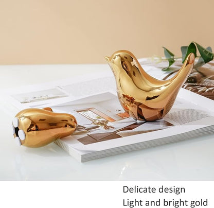 Notakia Gold Home Decor Small Birds Statues Modern Style Decorative Ornaments for Living Room Decor, Bedroom, Office Desktop, Cabinets (2Pcs Gold Birds)