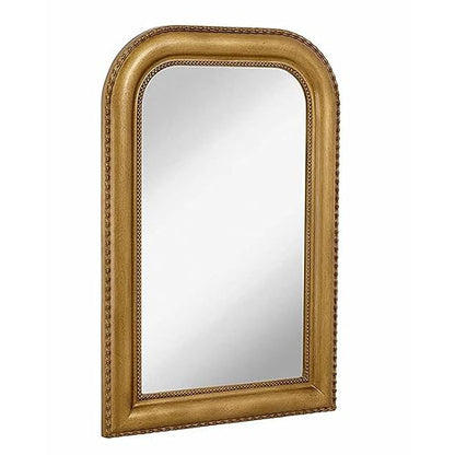 Hamilton Hills 20" x 30" Classic Gold Framed Rich Framed Top Round Corner Mirror - Thick Arched Top Rich Wall Mirror - Vanity for Bathroom Decor, Bedroom, Living Room - Hangs Horizontal or Vertical
