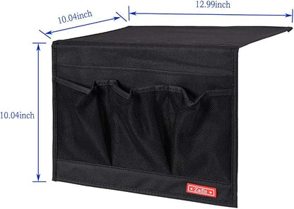 Zafit Bedside Storage Organizer - Table Cabinet Organizer Caddy for Remotes, Phone, Glasses (Classic 4 Pockets - Black)