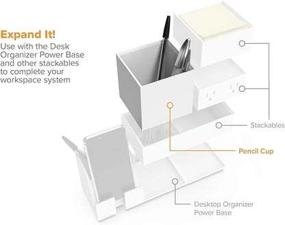 Bostitch Office Konnect Pencil Cup Desk Organizer, Pen Cup, White (Pack of 2)