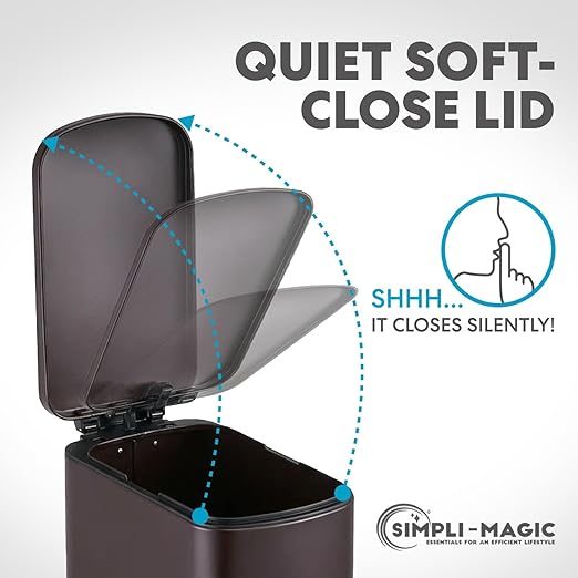 6L/1.6G Stainless Steel Bathroom Trash Can with Hands-Free Foot Pedal, Quiet Soft-Close Lid, Compact Space-Saving Size