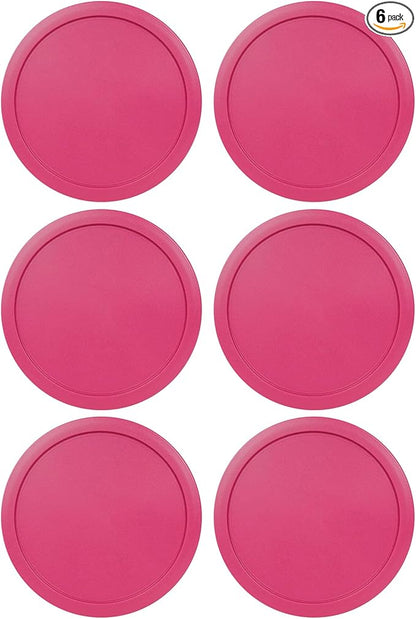 Replacement Lids fits Pyrex 4-Cup Glass Food Storage Container Bowls, 6-Inch Plastic Round Lids Covers for Pyrex 7201-PC, Airtight & Leakproof (6-Pack, Fuchsia)