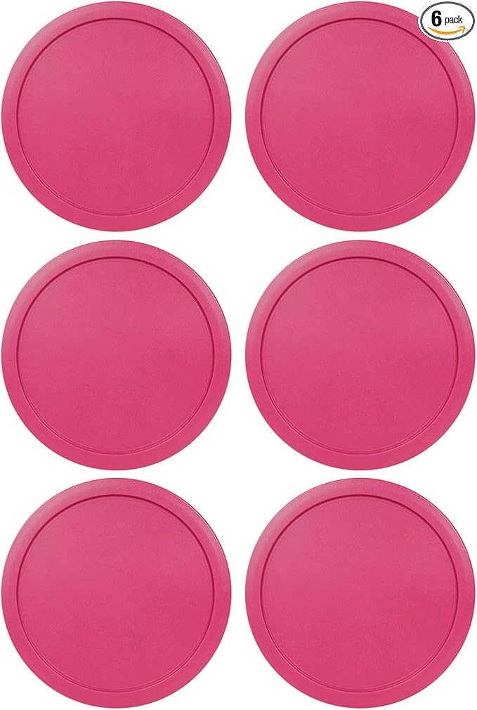Replacement Lids fits Pyrex 2-Cup Glass Food Storage Container Bowls, 5-Inch Plastic Round Lids Covers for Pyrex 7200-PC, Airtight & Leakproof (6-Pack, Fuchsia)