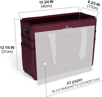 JJRING Craft Organizer Tote Bag, Large Art Storage Caddy with Multiple Pockets, Dark Red Sewing Bag for Art, Craft, Scrapbooking, School, Medical, and Office Supplies Storage