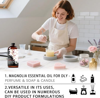 Magnolia Essential Oil, Magnolia Oil 16 Fl Oz 480 ML for Diffuser Humidifier Yoga Cleaning DIY Candle Soap Making Perfume Gift for Women Essential Oils FRAOIL (Magnolia 16 Fl Oz (Pack of 1))
