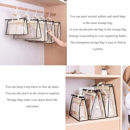 fazhongfa 2PCS Dust Bags for Handbags Clear Purse Storage Organizer Non-Woven Hanging Bag Closet with Zipper and Handle (X-Large, Cream Color)