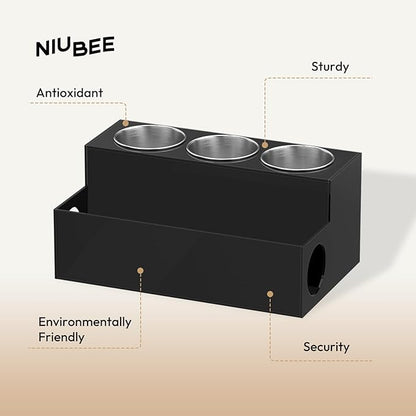 NIUBEE Hair Tool Organizer, Black Acrylic Hair Dryer and Styling Holder, Bathroom Countertop Blow Dryer Holder, Vanity Caddy Storage Stand for Accessories, Makeup, Toiletries
