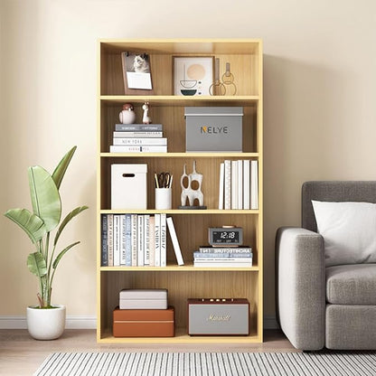 Basic Open Shelf Bookcase - 3-Tier Wooden Cube Storage Shelves Split Bookshelf, Oak