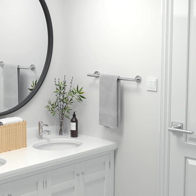 USHOWER Brushed Nickel Towel Bar, 18-Inch Towel Rack for Bathroom Wall Mounted, Thicken SUS304 Stainless Steel Towel Rod Modern Home Decor (Total Length 20-Inch)