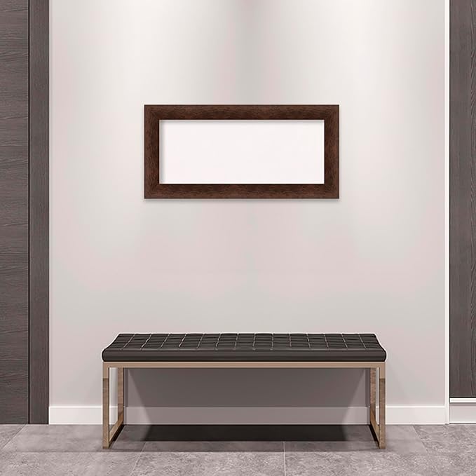 Amanti Art White Cork Board for Wall, 17x35 Vision Board with Brown Wood Frame, Medium Corkboard Office Decor for Home Organization, Casual Corkboard Pinboard to Display Items for Home Organization