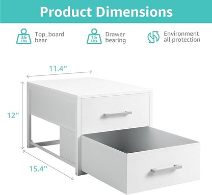 BOLUO Stackable Storage Drawers Closet Organizers and Storage Fabric White 2 Drawer Dresser for Bedroom Modern