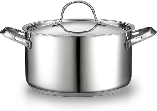 Cooks Standard Classic 6 Quart Stock Pot with Lid, Stainless Steel Dutch Oven