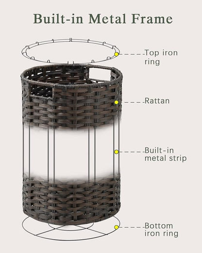 Laundry Basket Round Rattan Laundry Hamper 29.1 Gal(110 L) Handwoven Large Wicker Basket with Handles, Wicker Hamper with Removable Bags and 2 Mesh Bags for Bathroom Living Room Brown(No Lid)