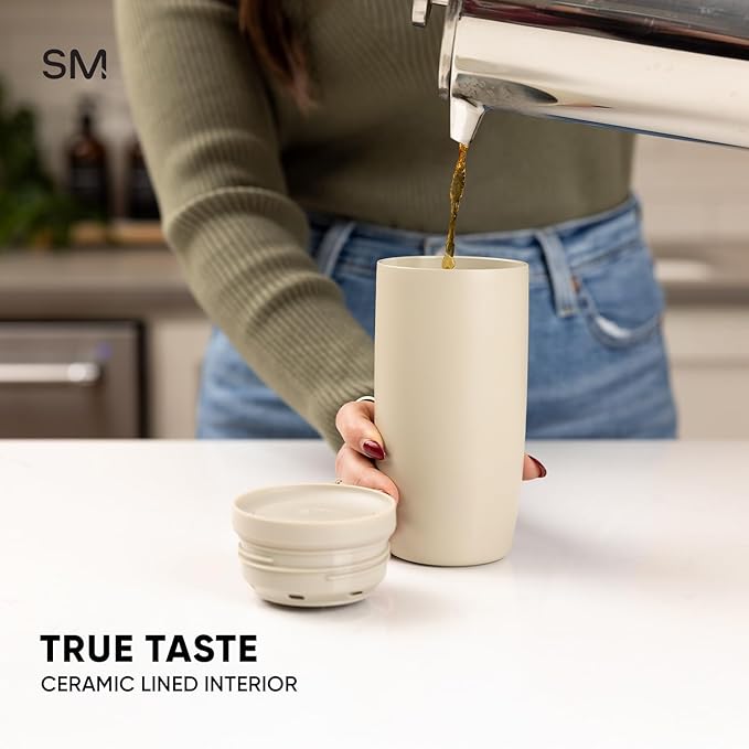 Simple Modern Travel Coffee Mug Tumbler with 360° Lid | Ceramic-Lined Insulated Stainless Steel Cold Brew Iced Coffee Cup | Gifts for Women Men Her Him | Voyager Signature | 12oz | Forest