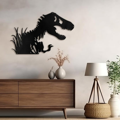 SIGNLEADER Metal Wall Art Decor T-Rex Breaking Out Minimalist Modern Abstract Wall Sculpture Hangings Home Decoration for Living Room, Bedroom, Bathroom, Kitchen, Outdoor - 30" Black