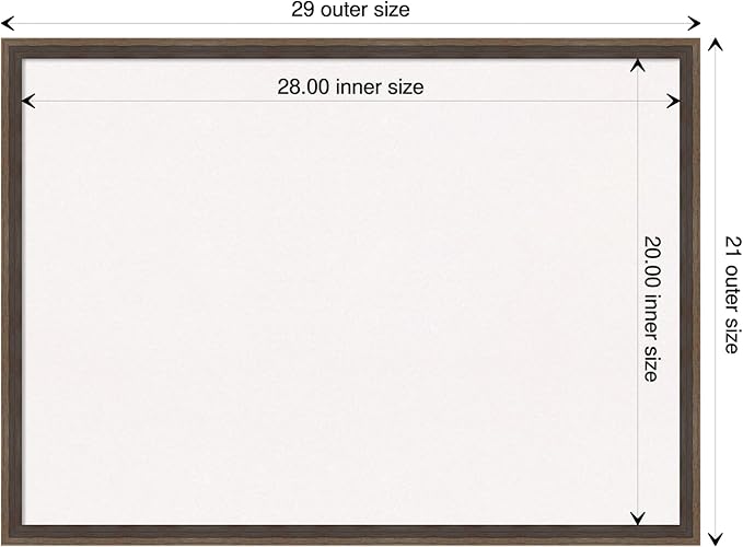Amanti Art White Cork Board for Wall, 21x29 Vision Board with Brown Wood Frame, Medium Corkboard Office Decor for Home Organization, Modern Contemporary Corkboard Pinboard to display items for home