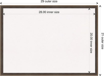Amanti Art White Cork Board for Wall, 21x29 Vision Board with Brown Wood Frame, Medium Corkboard Office Decor for Home Organization, Modern Contemporary Corkboard Pinboard to display items for home