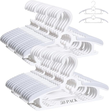 JSF50Pcs Baby Hangers, Adjustable Nursery Children Coat Hanger, Non-Slip Infant Pant Hangers for Newborn Clothes Girl Boy Toddler Infant (Gery)