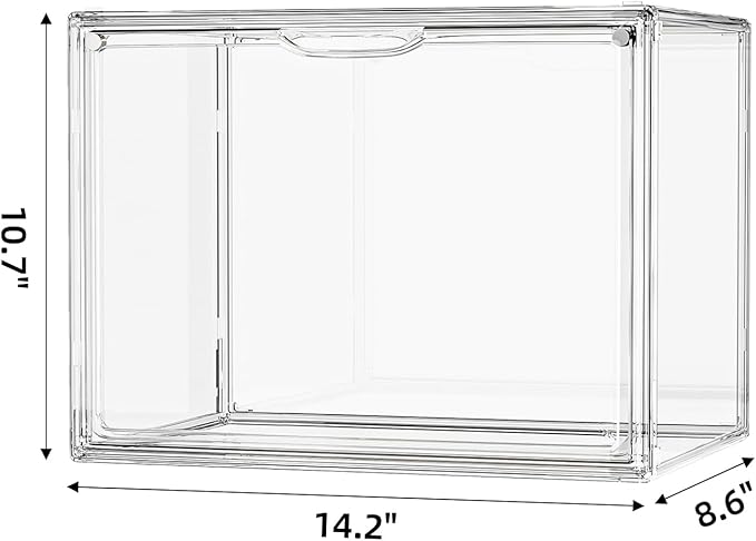 Purse Organizer for Closet, Handbag Storage Organizer Stackable Display Box with Magnetic Door, Acrylic Display Case for Collectibles, Closet Storage Bins for Figures, Wallet, Dolls, 1 Pack