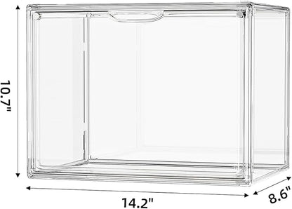 Purse Organizer for Closet, Handbag Storage Organizer Stackable Display Box with Magnetic Door, Acrylic Display Case for Collectibles, Closet Storage Bins for Figures, Wallet, Dolls, 1 Pack