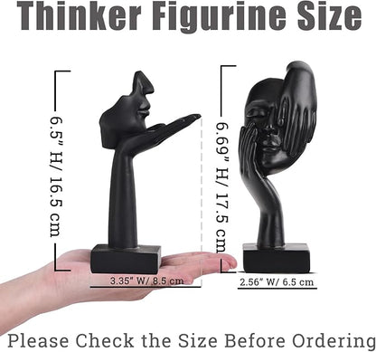 oliruim 6.5" H Black Art Thinker Figurines 2 PCS, Abstract Small Statues Home Accent Decor for Shelf, Office Desk, Living Room, Knick Knacks Decorations for Shelves (2 PCS Black)