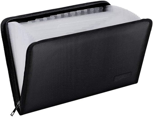 ENGPOW Expanding File Folder Important Document Organizer Fireproof Document Bag-A4 Size, 25 Pockets,Color Labels,Non-Itchy Silicone Coated Portable Filing Organizer Folder(14.3" x 9.8")