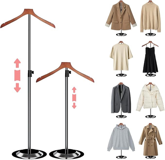 4Pack Adjustable T Shirt Display Adult,22-38IN Flexible Shirt Rack Shoulder Stand, Portable Hanging Metal Clothes Display, Hanger Rack for Clothing Dress Garment Coat Retail