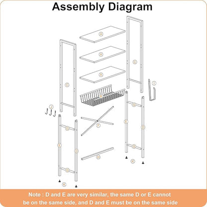Kalrin Over-The-Toilet Storage Rack, 4-Tier Bathroom Organizer Shelf Over Toilet with Adjustable Shelf and Basket, Freestanding Space Saver Bathroom Shelves Above Toilet for Room (Pure White)