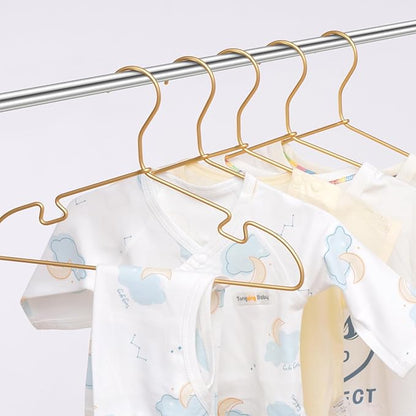 VWV Gold Aluminum Hanger, 30 Pack Baby Hanger，12.6 Inch Children Baby Hanger, Sturdy Metal Children Clothes Hanger for Wardrobe, Space-Saving Toddler Hanger