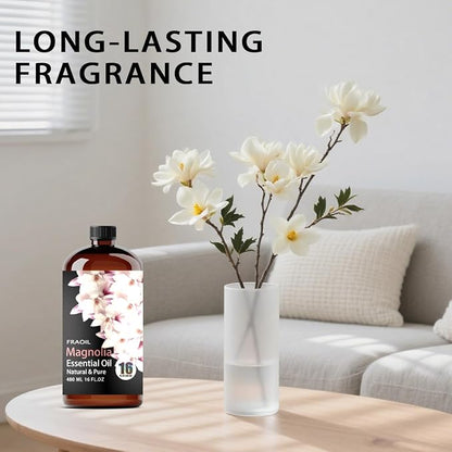 Magnolia Essential Oil, Magnolia Oil 16 Fl Oz 480 ML for Diffuser Humidifier Yoga Cleaning DIY Candle Soap Making Perfume Gift for Women Essential Oils FRAOIL (Magnolia 16 Fl Oz (Pack of 1))
