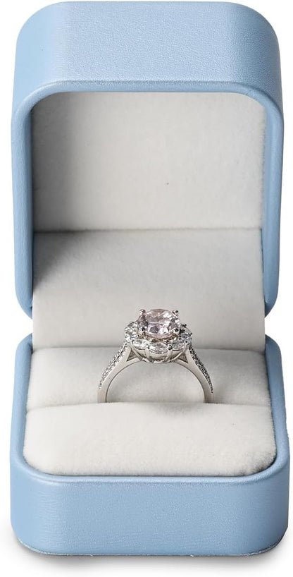 Oirlv Luxury Leather Jewelry Ring Box Engagement Ring Box Wedding Day Keepsake Case(Sky Blue)