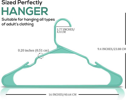 Utopia Home Plastic Hangers 100 Pack - Perfect Space Saving Clothes Hanger - Durable and Strong - Perfect Closet Organizers with Shoulder Grooves (Aqua)