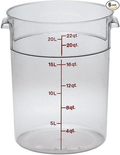 Cambro (RFSCW22135) 22 qt Round Polycarbonate Food Storage Container - Camwear (Pack of 6)