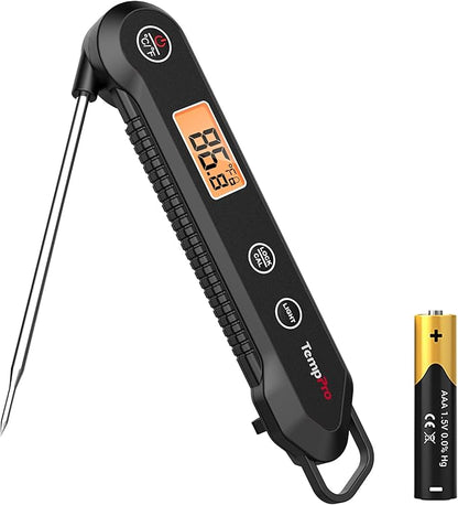 TempPro Digital Instant Read Meat Thermometer for Grilling Waterproof Kitchen Food Thermometer with Calibration Backlight Baking Bread Candy Thermometer Cooking Tools Utensils (Previously ThermoPro)