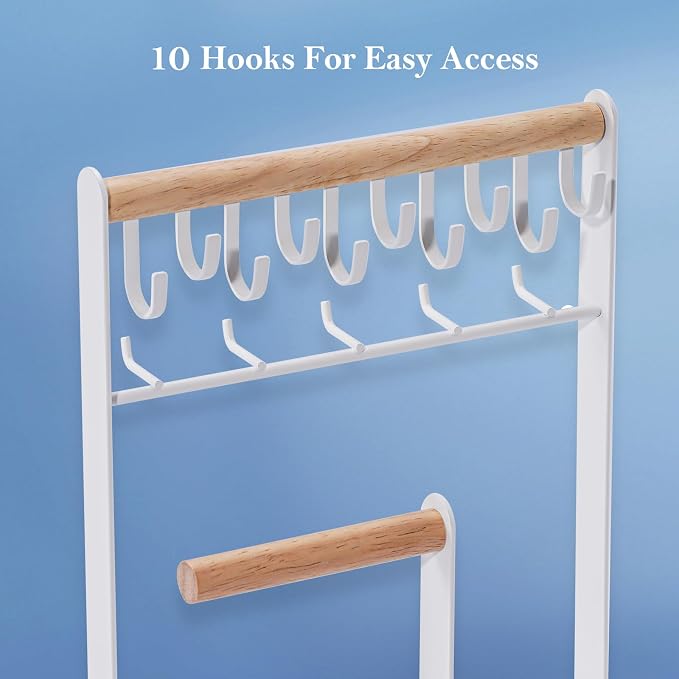 ProCase Jewelry Organizer Jewelry Stand Jewelry Holder Organizer, 4-Tier Necklace Organizer with Ring Tray, Large Aesthetic Jewelry Tower Storage Rack Tree for Bracelets Earrings Rings -Large, White