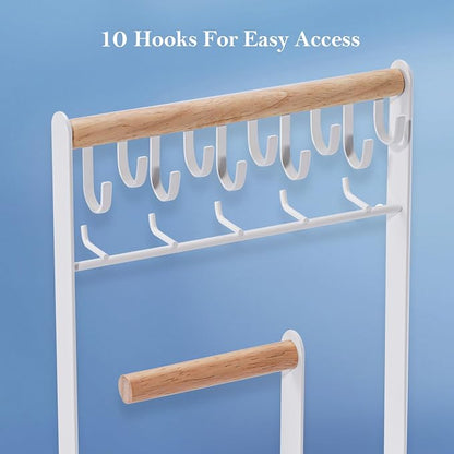 ProCase Jewelry Organizer Jewelry Stand Jewelry Holder Organizer, 4-Tier Necklace Organizer with Ring Tray, Large Aesthetic Jewelry Tower Storage Rack Tree for Bracelets Earrings Rings -Large, White