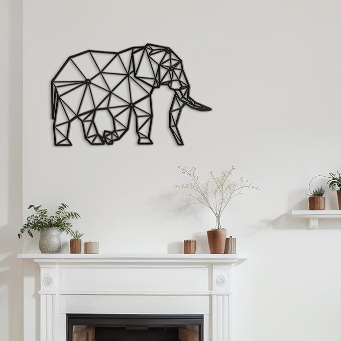 SIGNLEADER Metal Wall Art Decor Pregnant Elephant Modern Abstract Wall Sculpture Hangings Home Decoration for Living Room, Bedroom, Bathroom, Kitchen, Outdoor - 36" Black