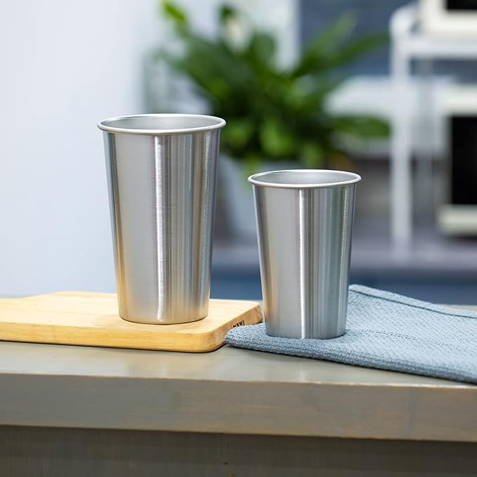 8 Pack 24oz Stainless Steel Pint Cup,Healthy Unbreakable and Stackable,Metal Drinking Glasses