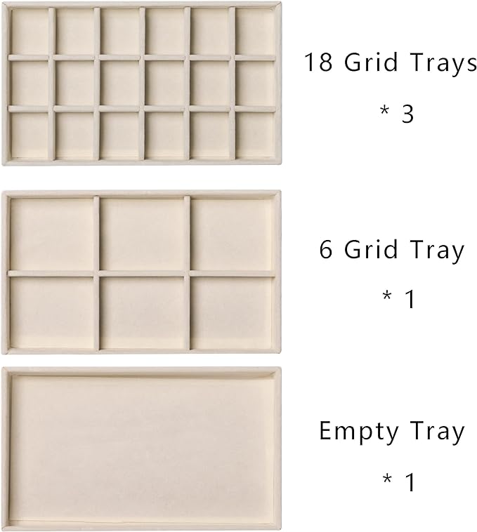 Frebeauty Acrylic Jewelry Organizer Earring Organizer Box with 5 Drawers Earring Holder Organizer with Velvet Trays Clear Jewelry Box for Women Earring Display for Rings Studs(Beige)